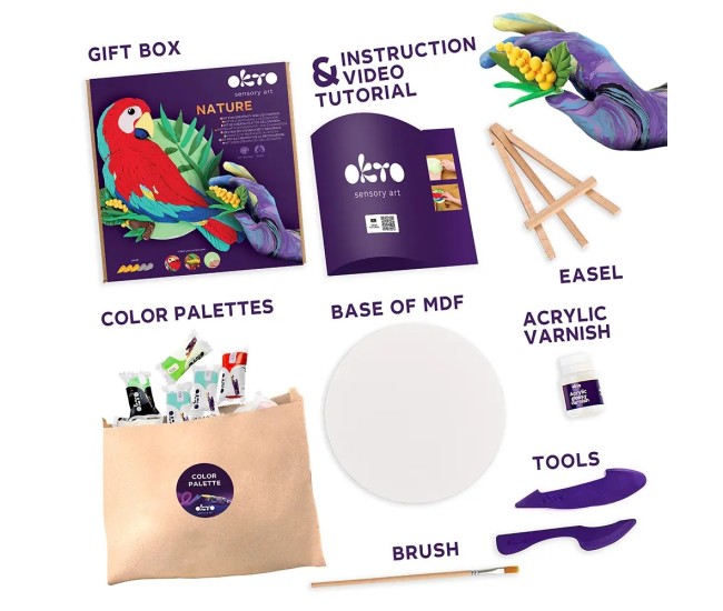 Set pictura 3d cu argila usoara, nature - macaw Set pictura 3d cu argila usoara, nature - macaw