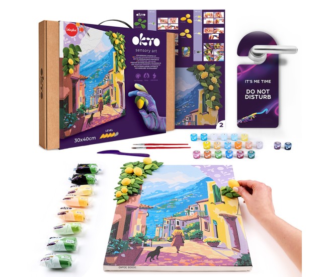 Set pictura si modelare 3d cu argila usoara, 30*40 cm - lemon weekend Set pictura si modelare 3d cu argila usoara, 30*40 cm - lemon weekend
