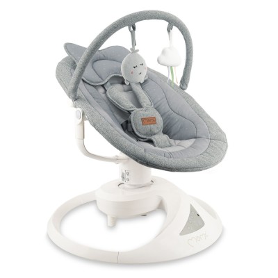 Balansoar electric pentru bebelusi cu sezut rotativ 360 grade , momi pearl - grey