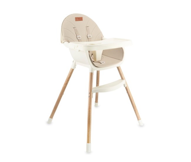 Scaun de masa copii momi reki, piele ecologica, beige
