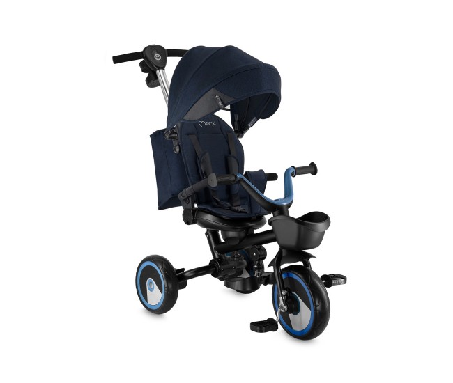 Tricicleta multifunctionala 3 in 1 cu scaun reversibil, momi ivi - navy blue Tricicleta multifunctionala 3 in 1 cu scaun reversibil, momi ivi - navy blue