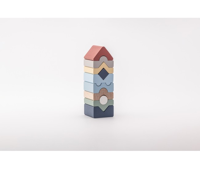 Jucarie din lemn cubika, set constructii turn - 10 piese Jucarie din lemn cubika, set constructii turn - 10 piese