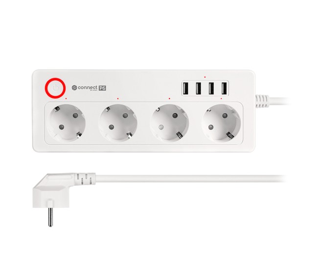 Prelungitor smart 4 prize schuko 4 usb connect p6 tuya