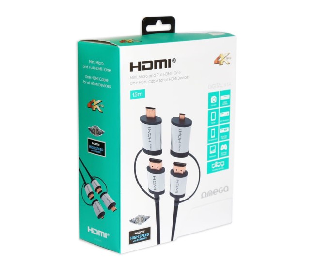 Cablu hdmi - hdmi + adaptor c / d v 1.4 1.5m Cablu hdmi - hdmi + adaptor c / d v 1.4 1.5m