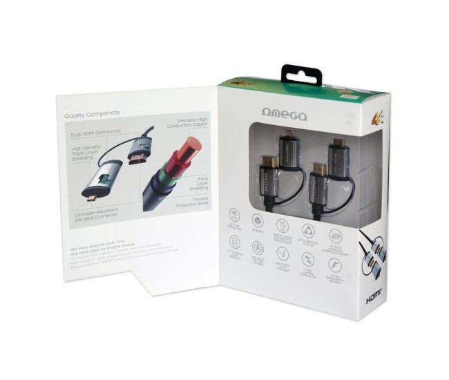 Cablu hdmi - hdmi + adaptor c / d v 1.4 1.5m Cablu hdmi - hdmi + adaptor c / d v 1.4 1.5m
