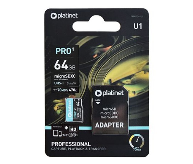 Micro sd card 64gb cls 10 cu adaptor platinet Micro sd card 64gb cls 10 cu adaptor platinet