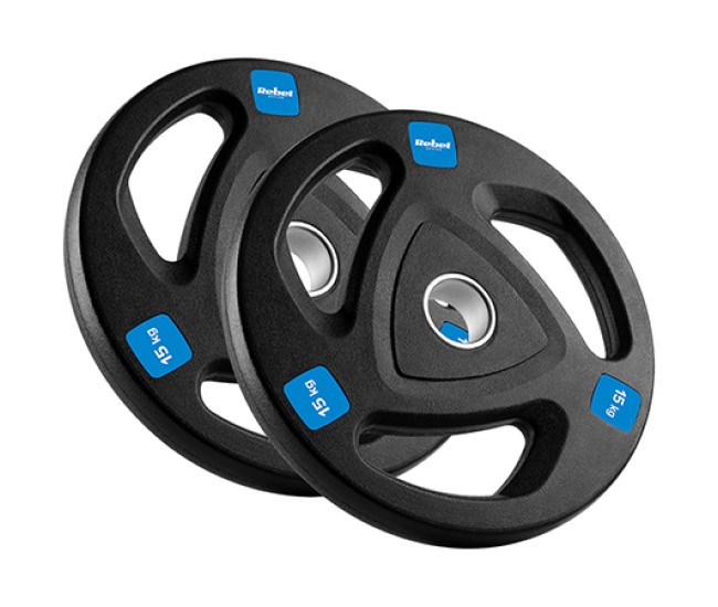 Disc greutate fonta cauciucata set 2 x 15 kg rebel acti
