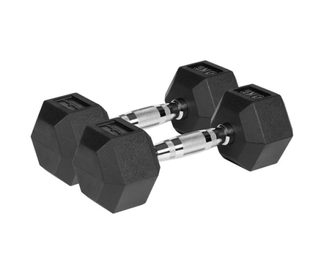 Gantere dumbbell hex fonta cauciucata 2x5kg rebel activ