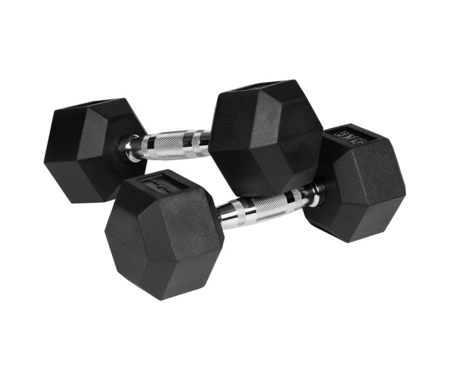 Gantere dumbbell hex fonta cauciucata 2x5kg rebel activ