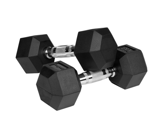 Gantere dumbbell hex fonta cauciucata 2x7kg rebel activ