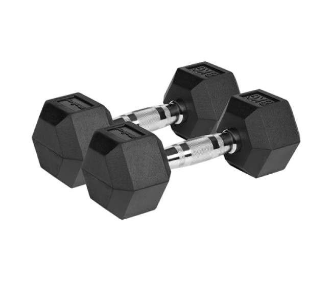 Gantere dumbbell hex fonta cauciucata 2x8kg rebel activ