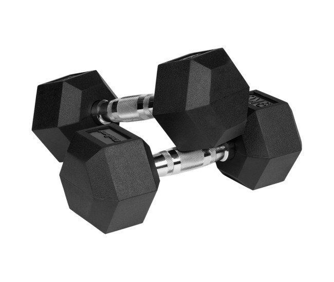 Gantere dumbbell hex fonta cauciucata 2x9kg rebel activ