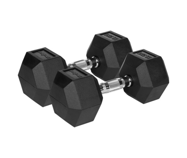 Gantere dumbbell hex fonta cauciucata 2x12.5kg rebel ac