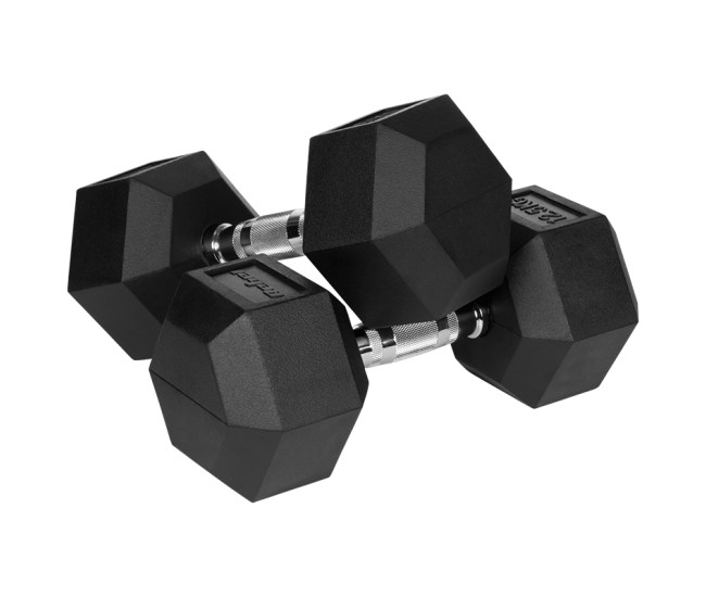 Gantere dumbbell hex fonta cauciucata 2x12.5kg rebel ac