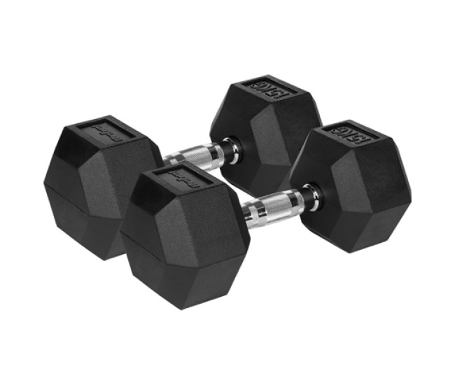 Gantere dumbbell hex fonta cauciucata 2x15kg rebel acti