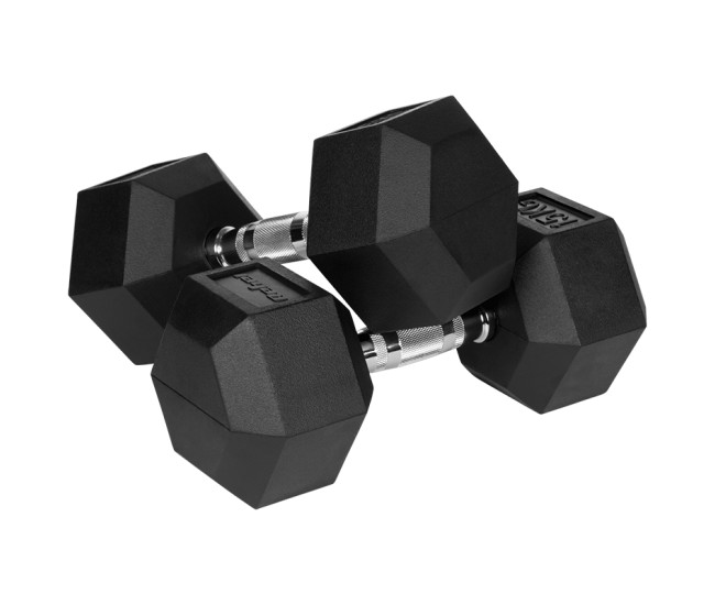 Gantere dumbbell hex fonta cauciucata 2x15kg rebel acti