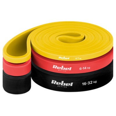 Set 3 benzi elastice latex power band 4-32kg rebelactiv