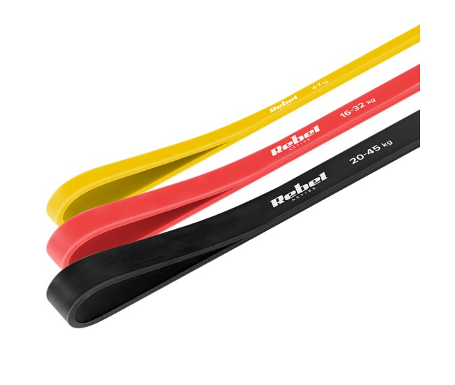 Set 3 benzi elastice latex power band 4-32kg rebelactiv