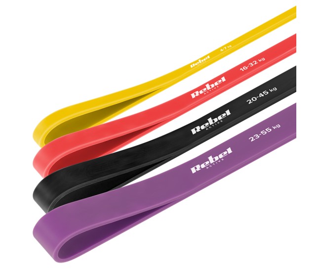 Set 4 benzi elastice latex power band 4-32kg rebelactiv