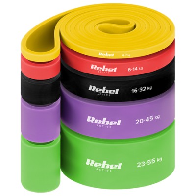 Set 5 benzi elastice tpe power band 4-55kg rebel active