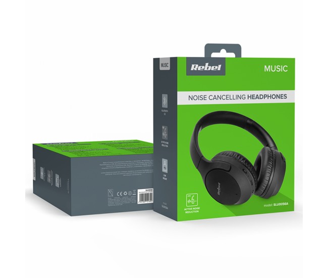 Casti audio fara fir cu cititor sd si radio rebel