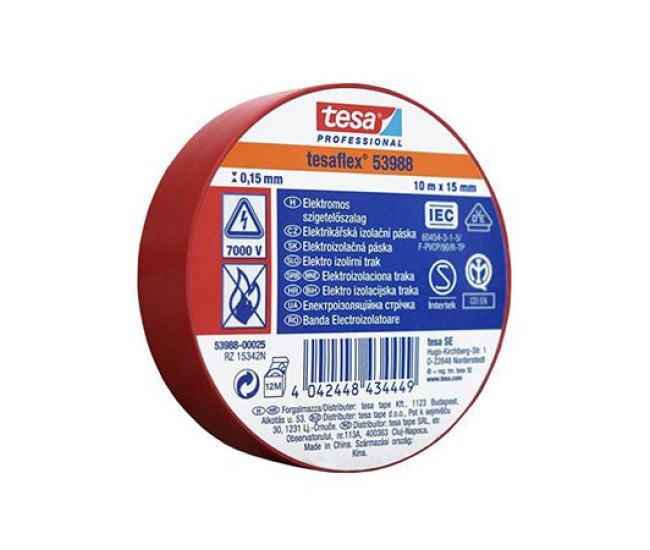 Banda izolatoare tesaflex 10m rosu 10buc Banda izolatoare tesaflex 10m rosu 10buc