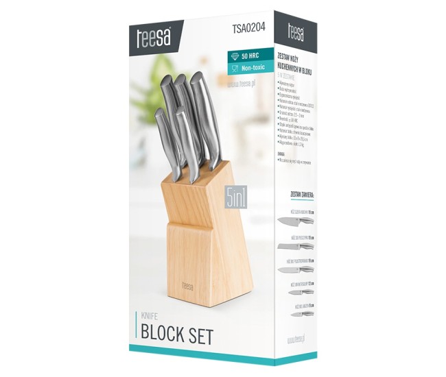 Set 5 cutite in bloc lemn teesa Set 5 cutite in bloc lemn teesa