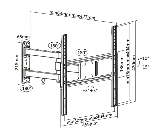 Suport tv de perete 32-55 inch cabletech Suport tv de perete 32-55 inch cabletech
