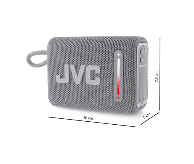 Boxa portabila JVC XS-E114G, radio FM, Bluetooth, IPX6, Litiu-ion 3,7 V / 2000 mAh, gri