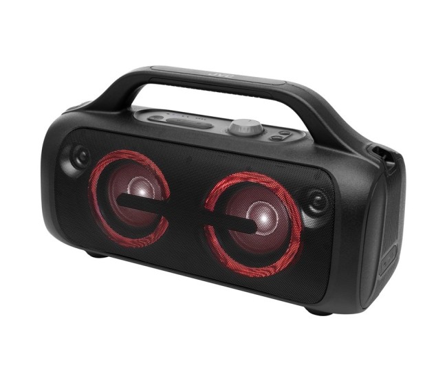 Boxa portabila JVC XS-E843B, 80W, Bluetooth 5.3, baterie Litiu-ion 3,7V/7200mAh, TWS, IPX5, efecte luminoase, negru Boxa portabila JVC XS-E843B, 80W, Bluetooth 5.3, baterie Litiu-ion 3,7V/7200mAh, TWS, IPX5, efecte luminoase, negru