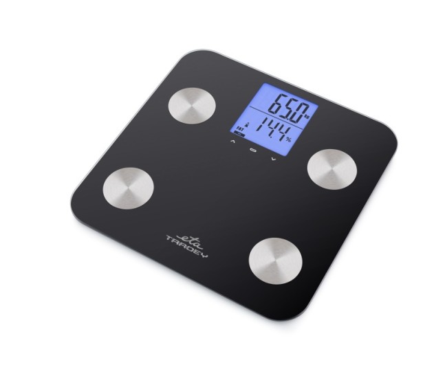 Cantar corporal ETA Tracey 3779 9000, 180 kg, analiza corporala 5 parametri, control tactil, negru