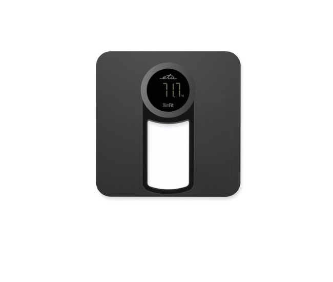 Cantar de persoane ETA SlimFit 9781 90000, precizie 100 grame, baterie Li-Ion 3.7 V, 200 mA, incarcare USB, maxim 150 kg, negru