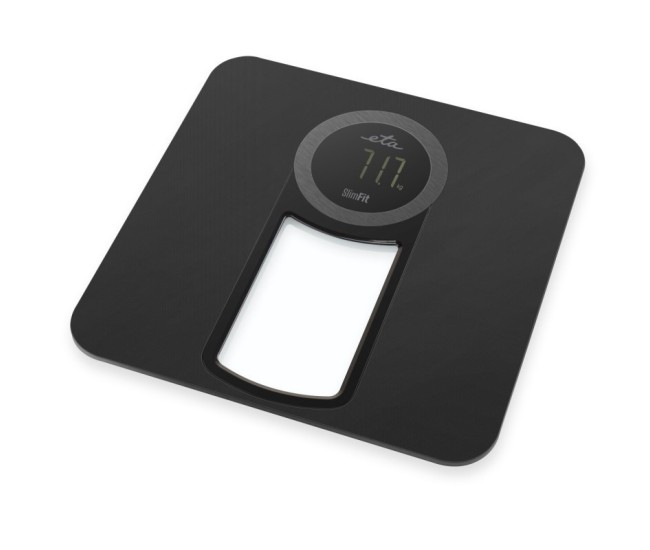 Cantar de persoane ETA SlimFit 9781 90000, precizie 100 grame, baterie Li-Ion 3.7 V, 200 mA, incarcare USB, maxim 150 kg, negru
