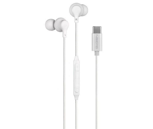 Casti GoGEN ECC 10W, In-Ear, USB‑C, microfon, control volum, sunet clar si confort maxim, alb