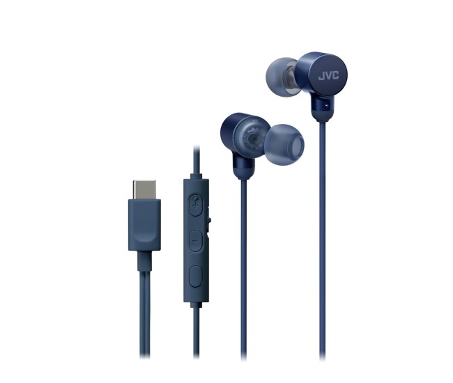 Casti JVC HA-FR29UC-A-U, Cu fir, In-Ear, Microfon, USB-C, Functie Mod Sunet, Husa, albastru