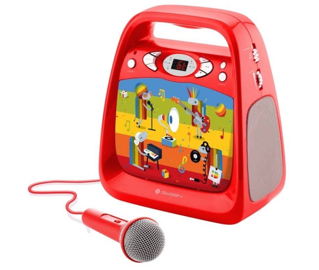 CD player cu Bluetooth si functie karaoke GoGEN DECKO, USB, MP3, Microfon, Rosu