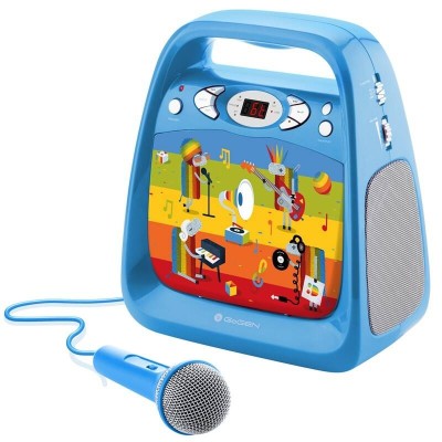 CD player cu Bluetooth si functie karaoke GoGEN DECKO, USB, MP3, Microfon, Albastru
