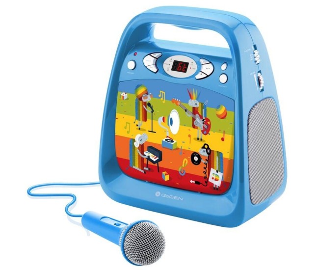 CD player cu Bluetooth si functie karaoke GoGEN DECKO, USB, MP3, Microfon, Albastru