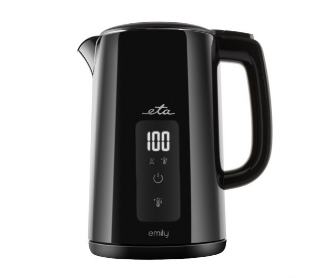 Fierbator electric ETA Emily 4595 90000, 2200 W, 1.5 litri, pereti dubli, afisaj LED, 40-100 °C, negru