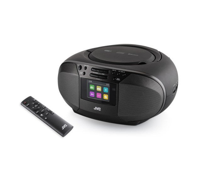 Radio cu CD JVC RD-E664B-DAB, 2x2.5W RMS, Bluetooth, USB, afisaj LCD, ceas, telecomanda, negru Radio cu CD JVC RD-E664B-DAB, 2x2.5W RMS, Bluetooth, USB, afisaj LCD, ceas, telecomanda, negru