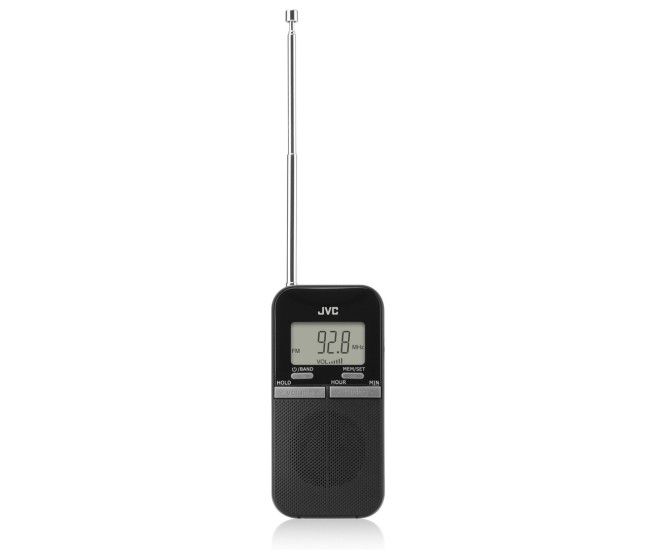 Radio de buzunar portabil JVC RA-E411B, Afisaj LCD, Tuner digital FM/AM, Negru Radio de buzunar portabil JVC RA-E411B, Afisaj LCD, Tuner digital FM/AM, Negru