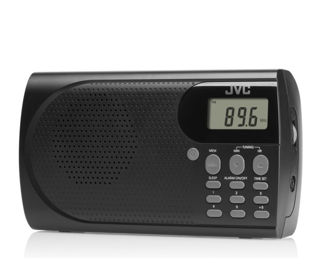 Radio portabil JVC RA-E431B, tuner digital FM, afisaj LCD, mufa jack pentru casti, ceas desteptator, antena, negru Radio portabil JVC RA-E431B, tuner digital FM, afisaj LCD, mufa jack pentru casti, ceas desteptator, antena, negru