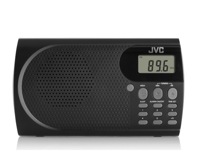 Radio portabil JVC RA-E431B, tuner digital FM, afisaj LCD, mufa jack pentru casti, ceas desteptator, antena, negru Radio portabil JVC RA-E431B, tuner digital FM, afisaj LCD, mufa jack pentru casti, ceas desteptator, antena, negru