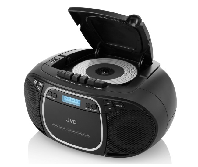 Radiocasetofon cu player CD JVC RC-E561B-DAB, 2 x 1.5 W RMS, Bluetooth/USB/MP3, AUX IN, DAB+/Tuner FM, negru Radiocasetofon cu player CD JVC RC-E561B-DAB, 2 x 1.5 W RMS, Bluetooth/USB/MP3, AUX IN, DAB+/Tuner FM, negru