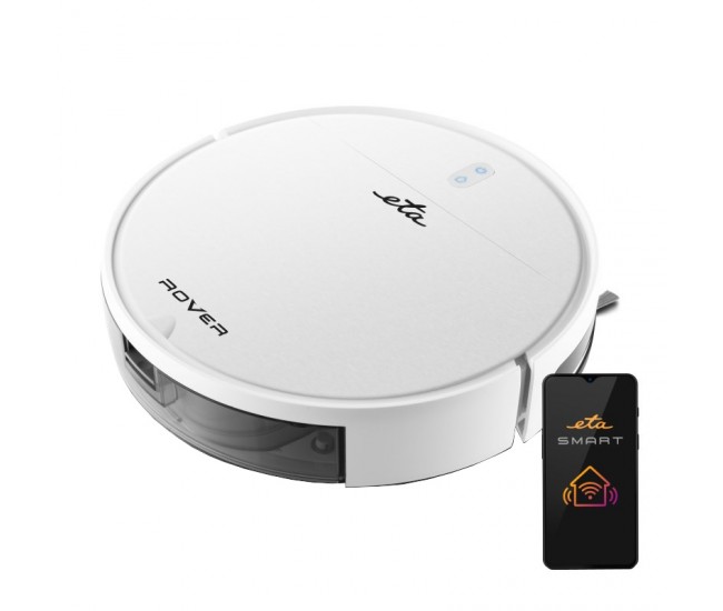 Robot aspirator si mop ETA Rover 1248 90000, Li-Ion 14.4 V/ 2600 mAh, telecomanda, tehnologie SMART, alb Robot aspirator si mop ETA Rover 1248 90000, Li-Ion 14.4 V/ 2600 mAh, telecomanda, tehnologie SMART, alb