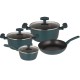 Set vase de gatit Michelino, 7 piese, aluminiu forjat, acoperire antiaderenta, turcoaz Set vase de gatit Michelino, 7 piese, aluminiu forjat, acoperire antiaderenta, turcoaz