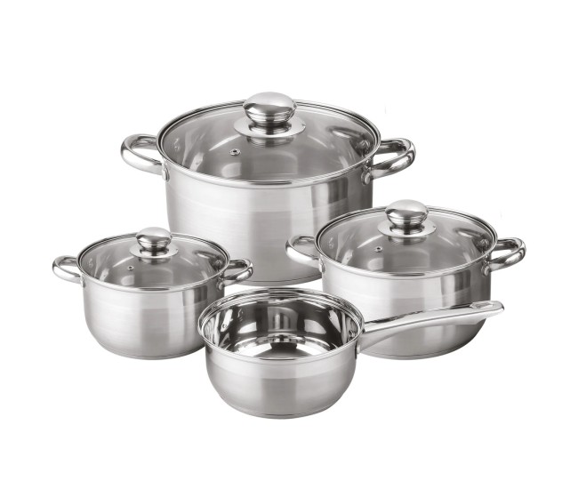 Set vase de gatit Michelino, 7 piese, otel inoxidabil, inductie, argintiu Set vase de gatit Michelino, 7 piese, otel inoxidabil, inductie, argintiu