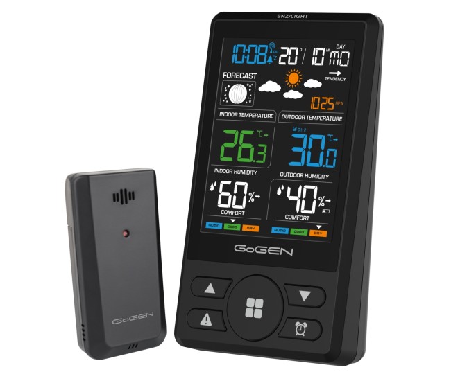 Statie meteo cu prognoza animata GoGEN ME 1250B, LCD color, senzor extern fara fir, negru