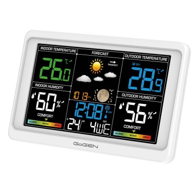 Statie meteo interior-exterior GoGEN ME 3350, senzor extern fara fir, LCD color, alb
