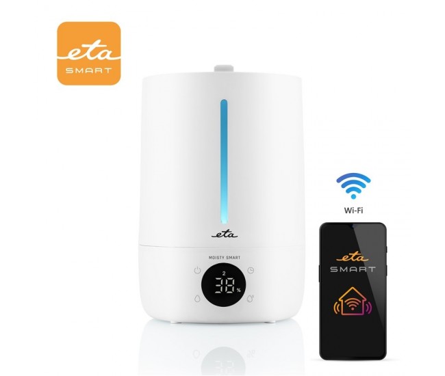 Umidificator de aer cu ultrasunete 2 in 1 ETA Moisty Smart 2629 0000, 5 litri, 25 W, LCD, aromaterapie, alb Umidificator de aer cu ultrasunete 2 in 1 ETA Moisty Smart 2629 0000, 5 litri, 25 W, LCD, aromaterapie, alb